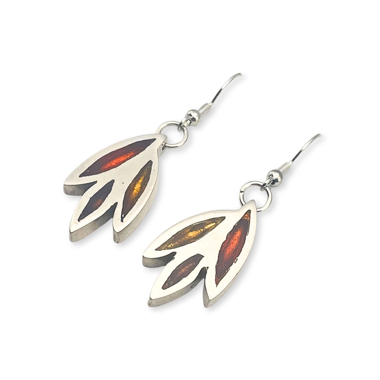 Amber Bamboo Shoot Dangle Fish Hook Earrings