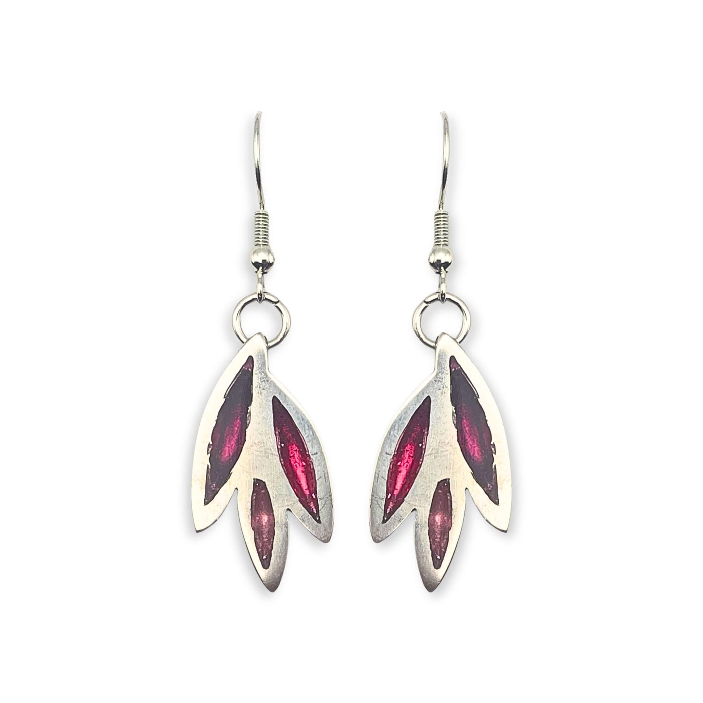 Raspberry Bamboo Shoot Dangle Fish Hook Earrings
