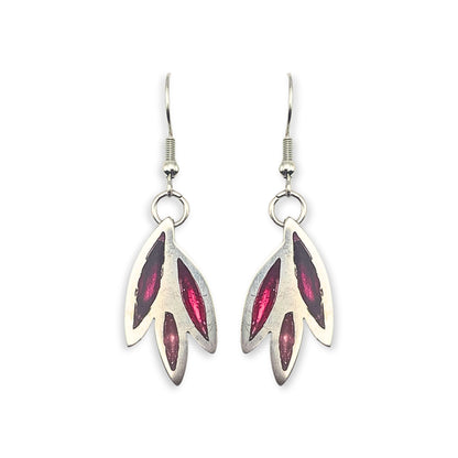 Raspberry Bamboo Shoot Dangle Fish Hook Earrings