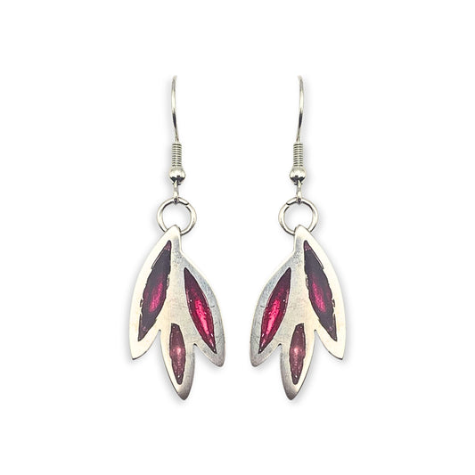 Raspberry Bamboo Shoot Dangle Fish Hook Earrings