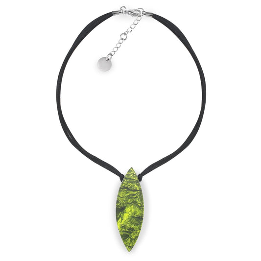 Olive Tribal Leaf Pendant on Cord | The Jewellery Stop