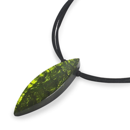 Olive Tribal Leaf Pendant on Cord | The Jewellery Stop