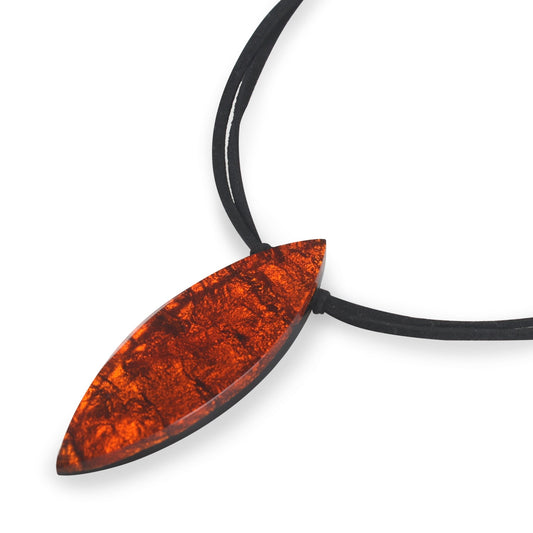 Pumpkin Tribal Leaf Pendant on Cord | The Jewellery Stop