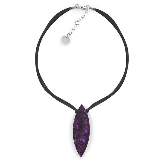 Purple Tribal Leaf Pendant on Cord | The Jewellery Stop