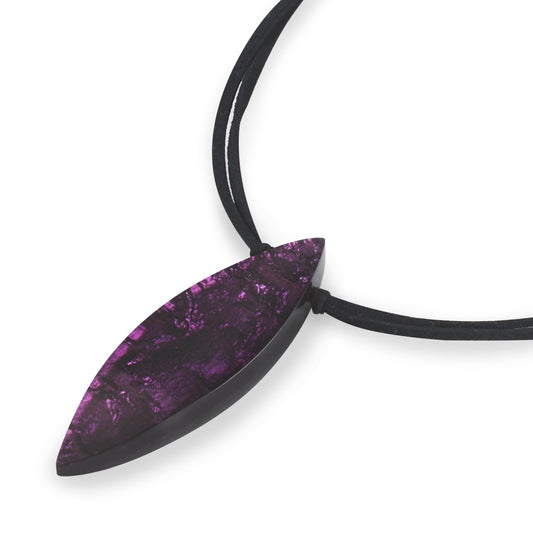 Purple Tribal Leaf Pendant on Cord | The Jewellery Stop