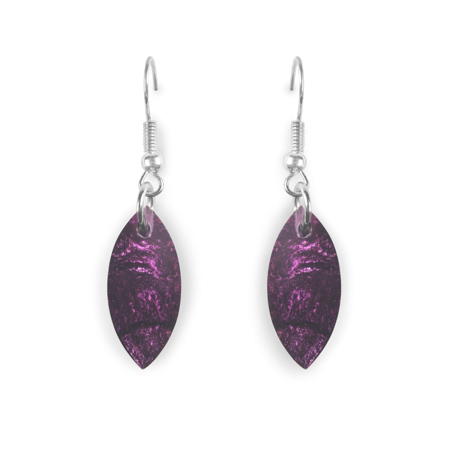 Purple Tribal Leaf Fish Hook Earrings | The Jewellery Stop