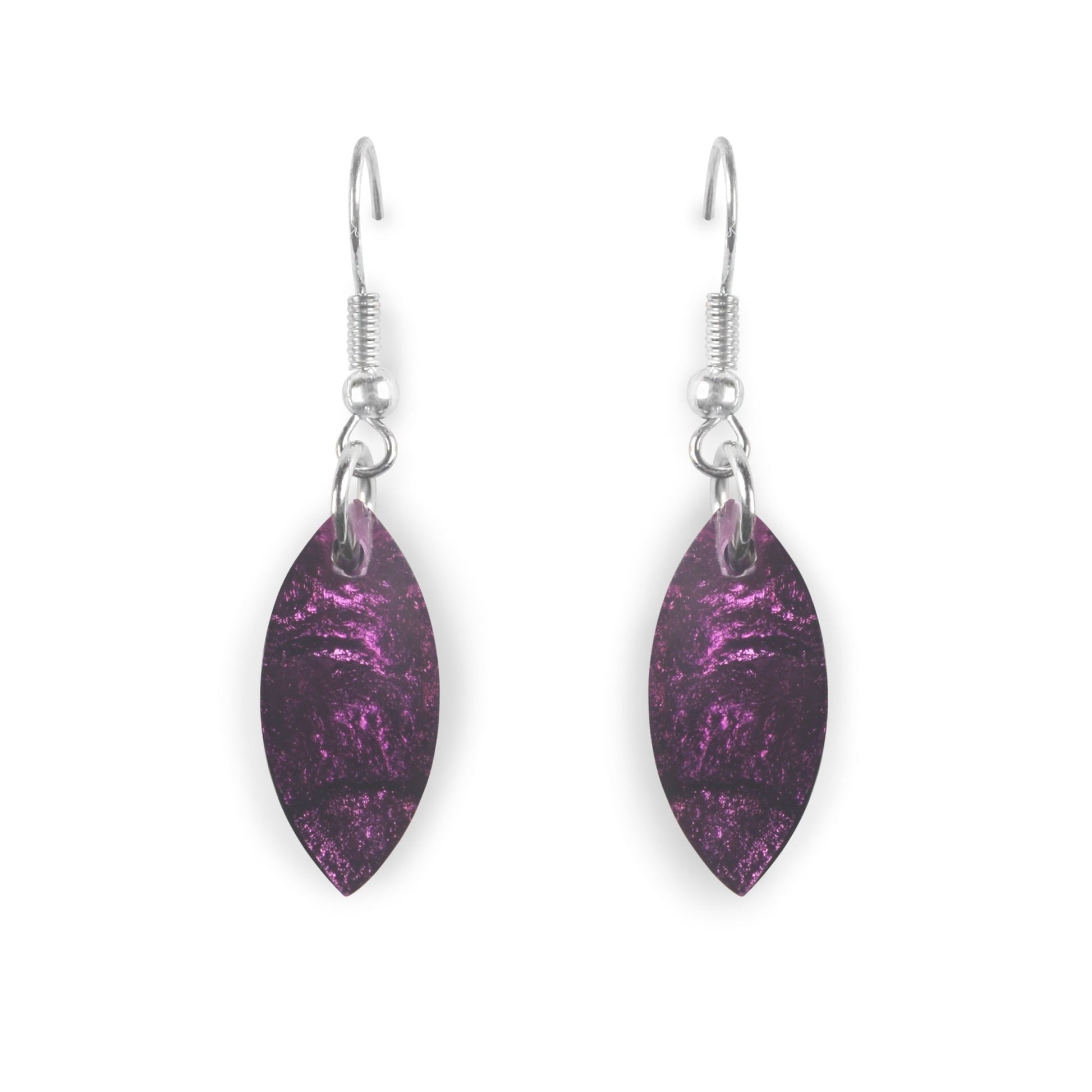 Purple Tribal Leaf Fish Hook Earrings | The Jewellery Stop