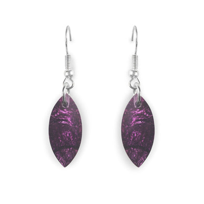 Purple Tribal Leaf Fish Hook Earrings | The Jewellery Stop
