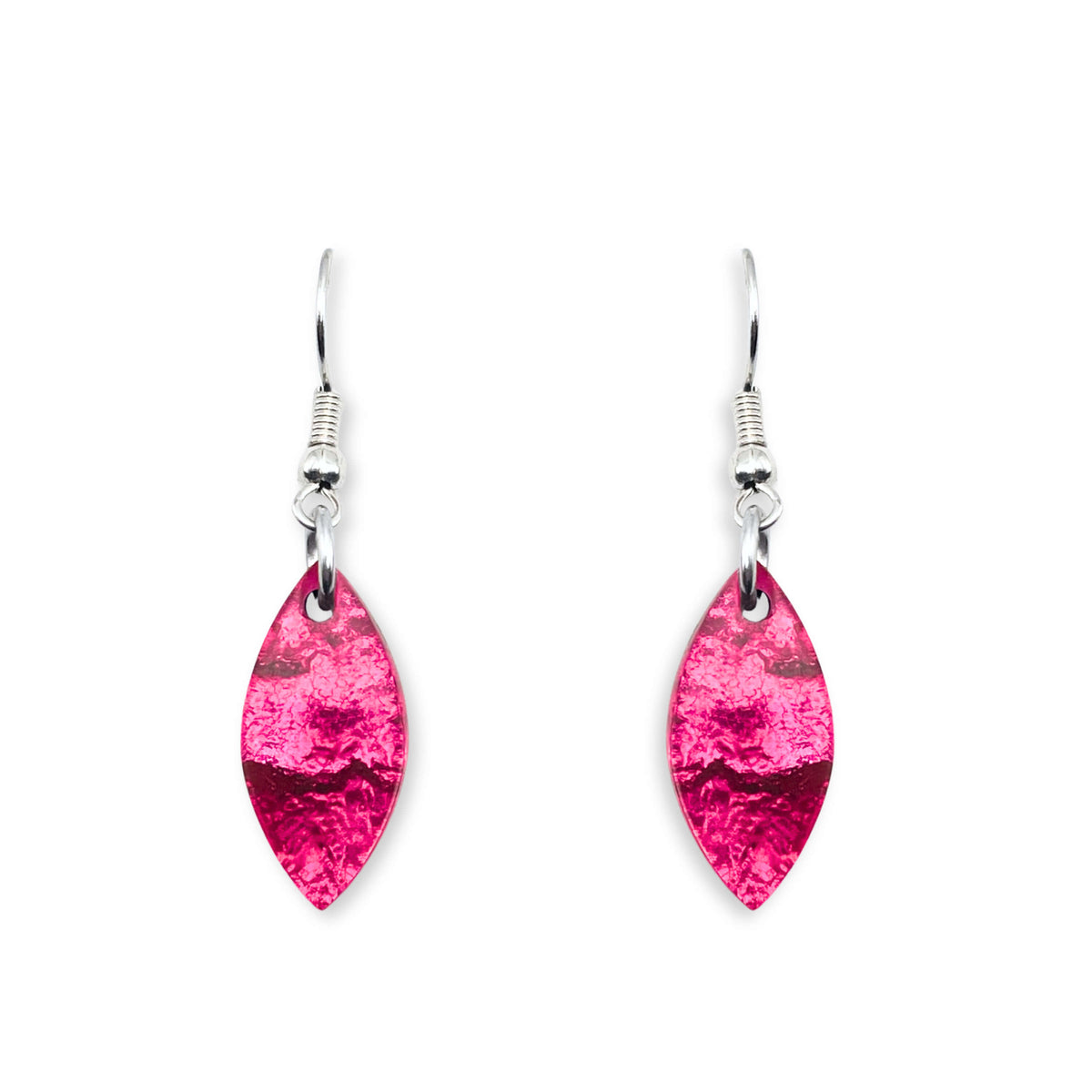 Pink Tribal Leaf Fish Hook Earrings