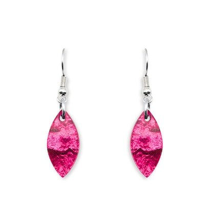 Pink Tribal Leaf Fish Hook Earrings