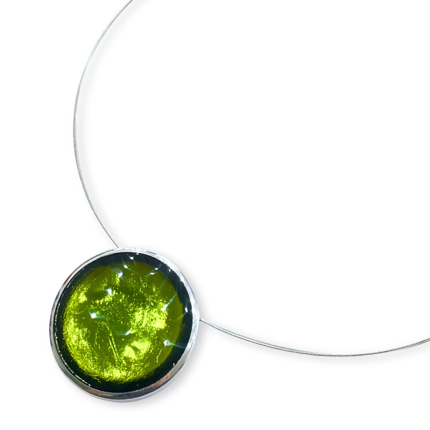 Olive Aluminium Pebble Single Pendant