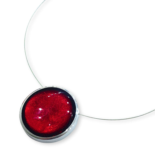 Red Aluminium Pebble Single Pendant