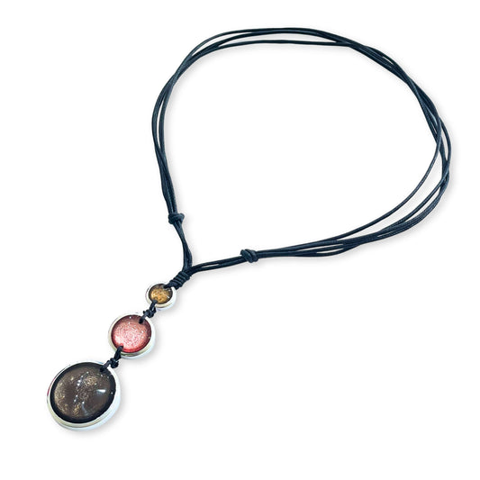 Old Rose Aluminium Pebble 3 Drop Pendant