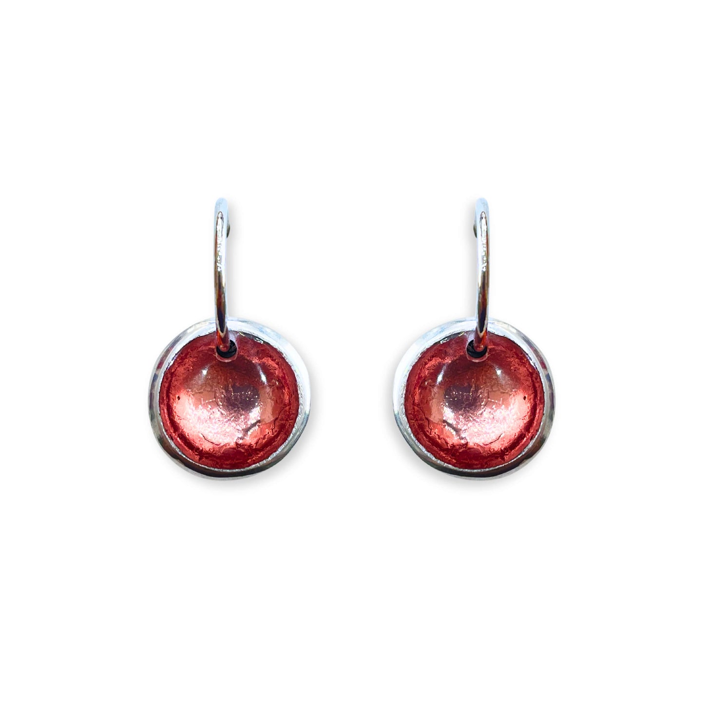 Old Rose Aluminium Pebble Creole Earrings