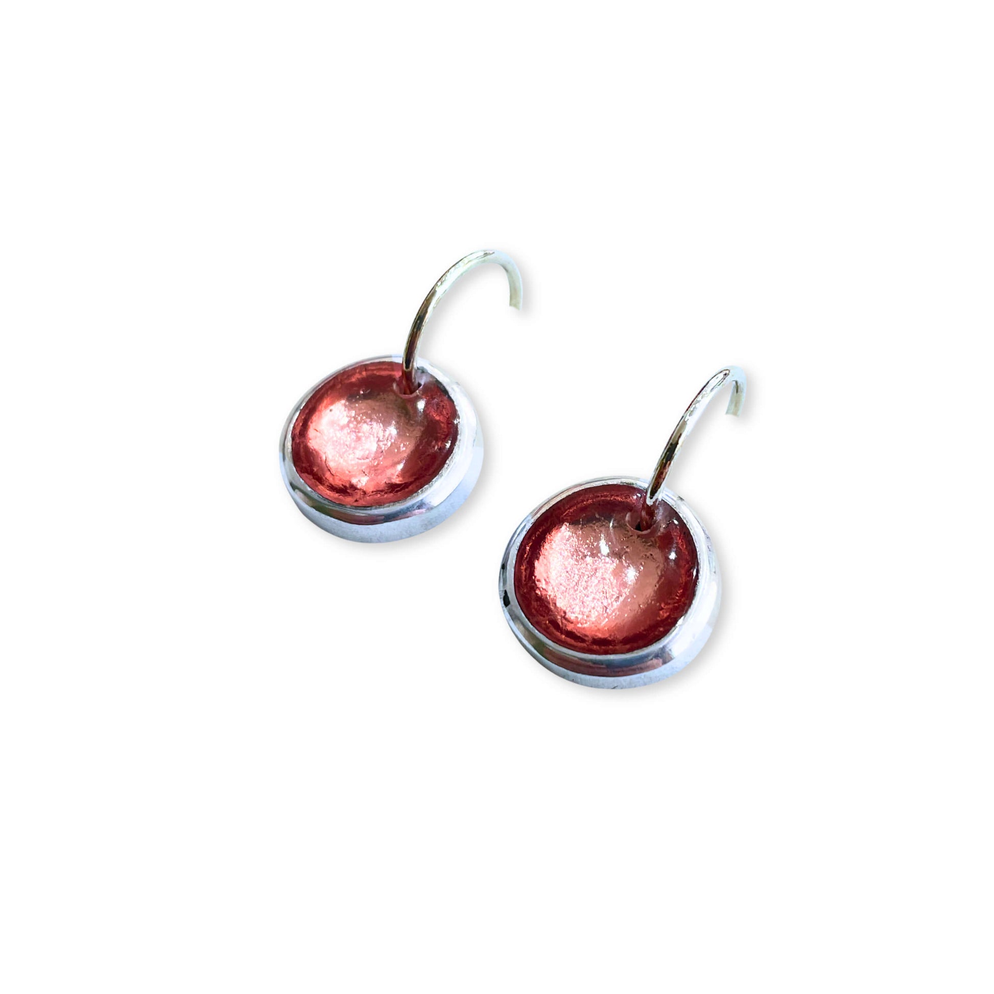 Old Rose Aluminium Pebble Creole Earrings
