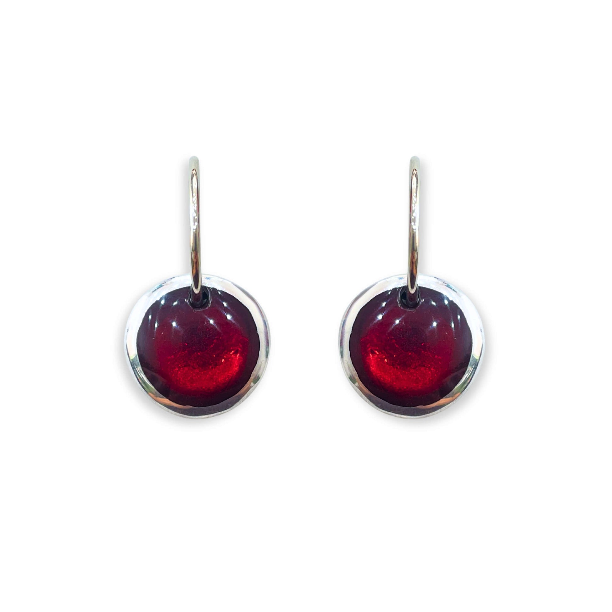 Red Aluminium Pebble Creole Earrings