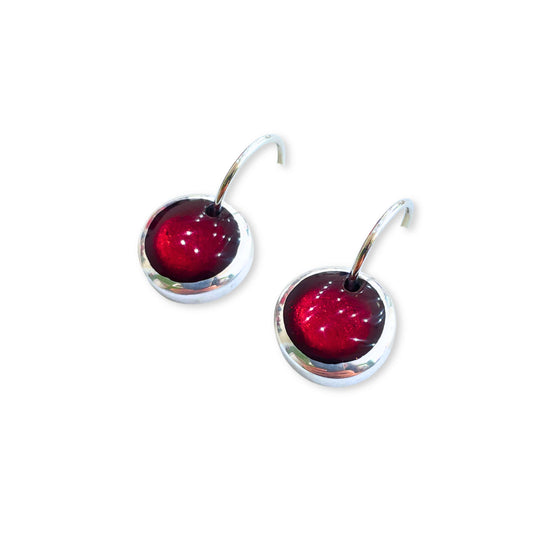 Red Aluminium Pebble Creole Earrings