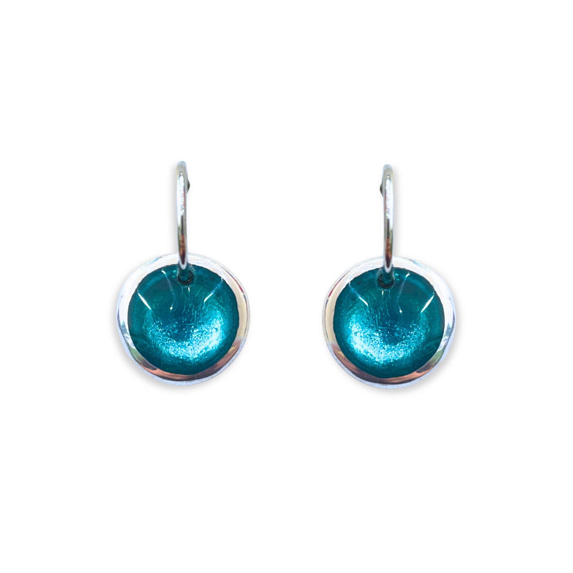 Teal Aluminium Pebble Creole Earrings