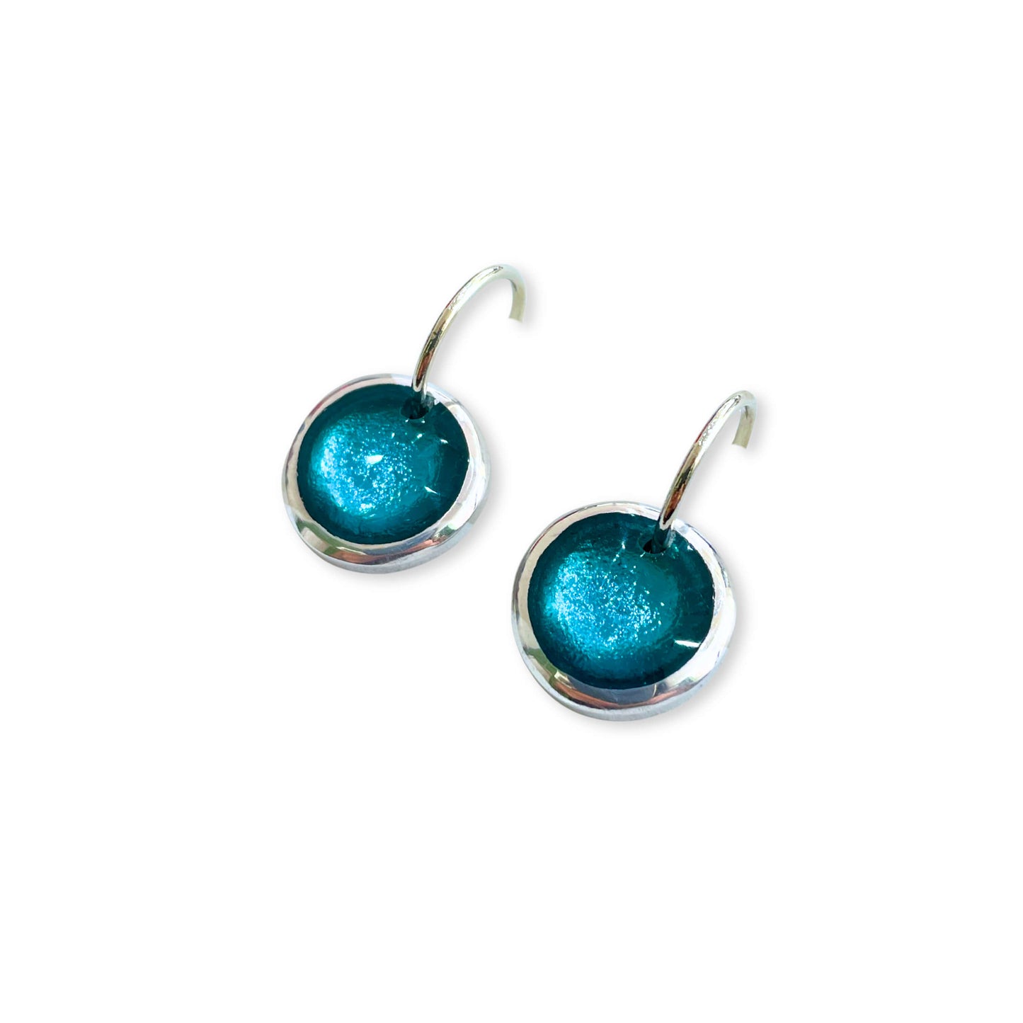 Teal Aluminium Pebble Creole Earrings