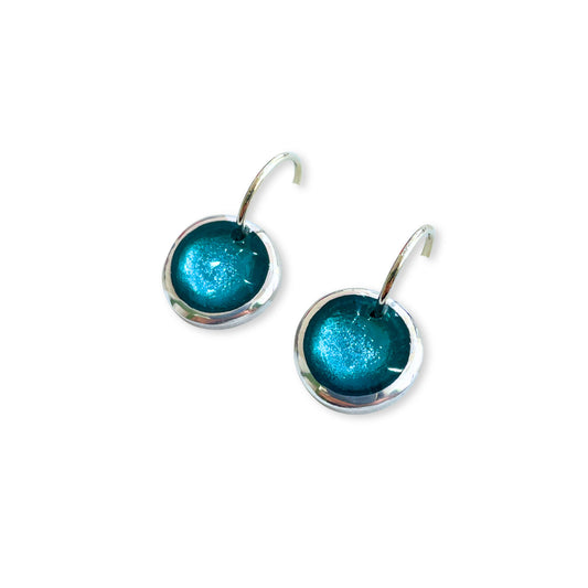 Teal Aluminium Pebble Creole Earrings