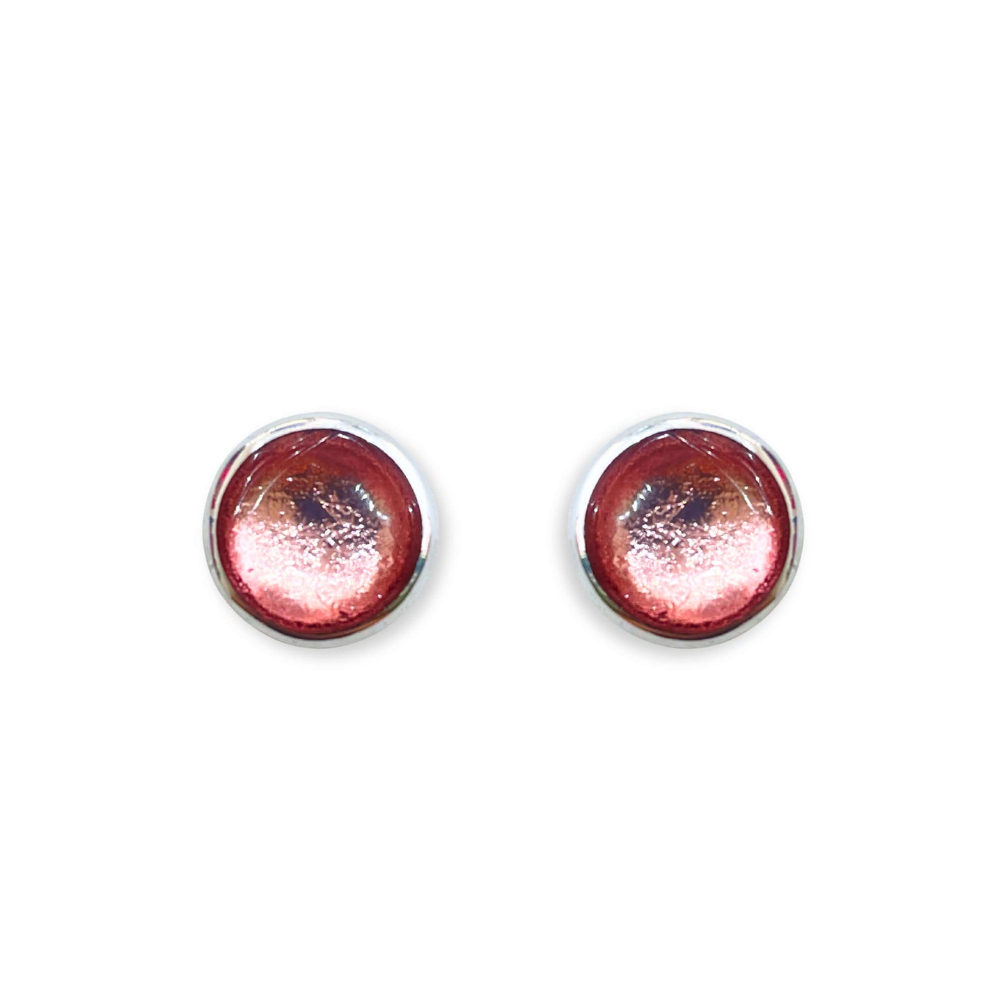 Old Rose Aluminium Pebble Stud Earrings