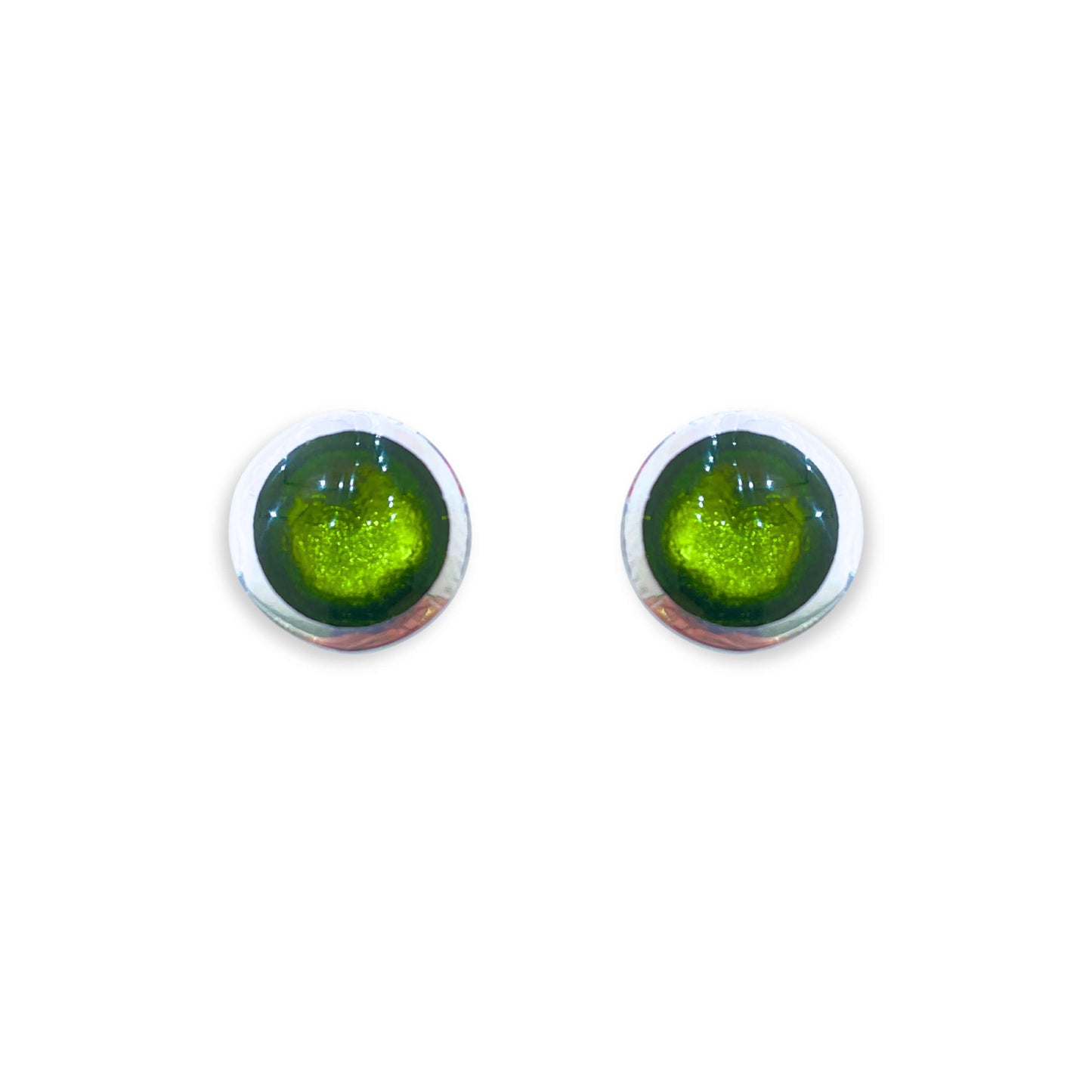 Olive Aluminium Pebble Stud Earrings