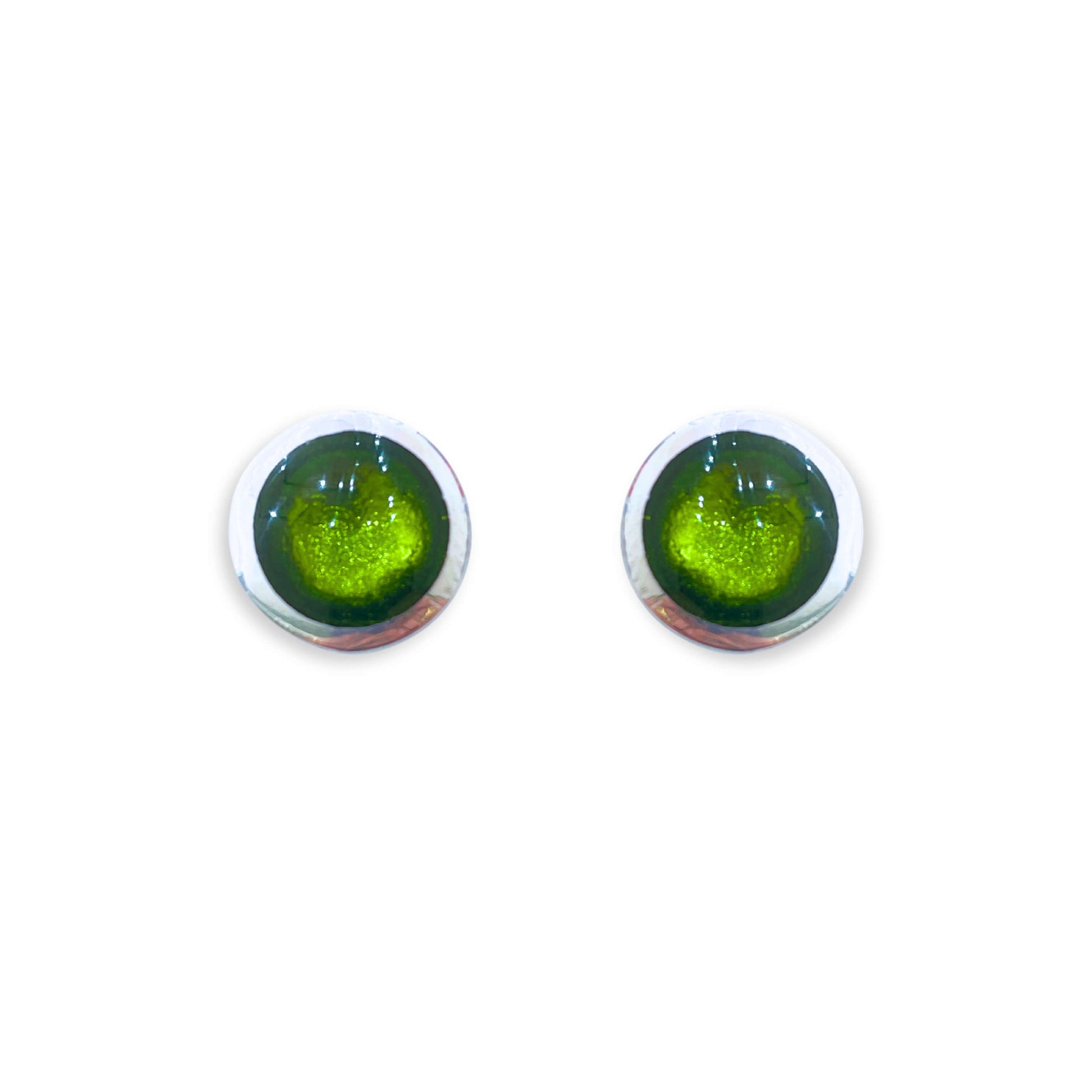 Olive Aluminium Pebble Stud Earrings