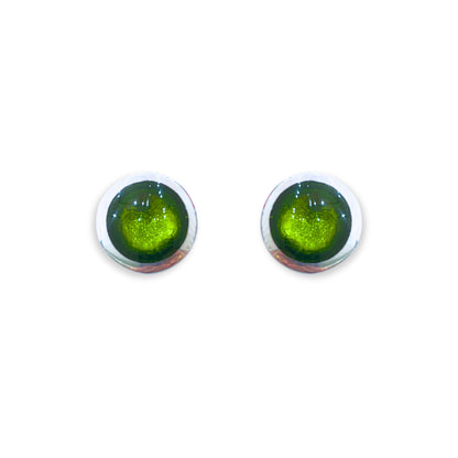 Olive Aluminium Pebble Stud Earrings