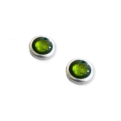 Olive Aluminium Pebble Stud Earrings