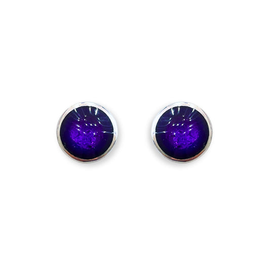 Peacock Aluminium Pebble Stud Earrings