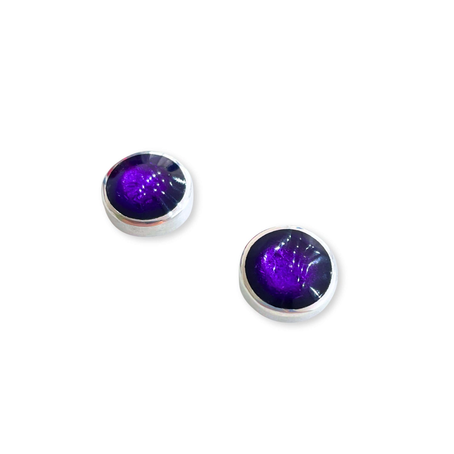 Peacock Aluminium Pebble Stud Earrings