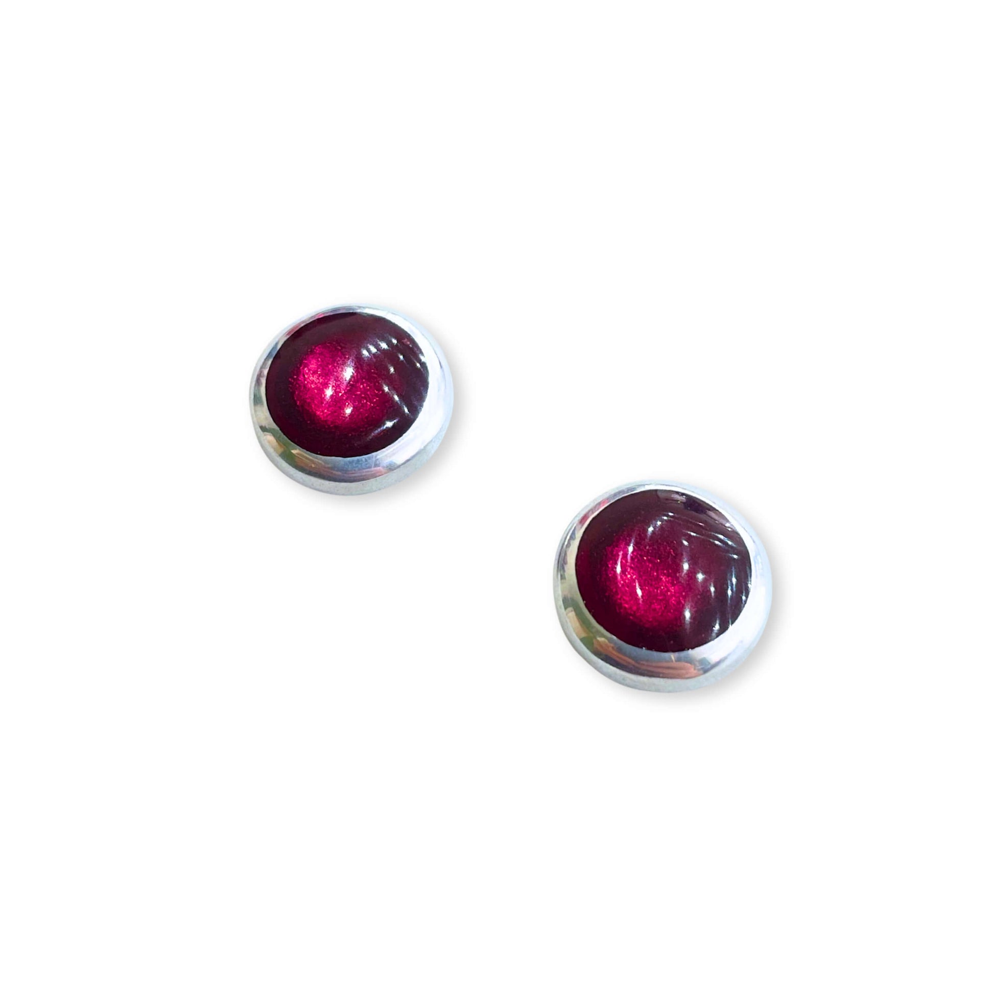 Pink Aluminium Pebble Stud Earrings