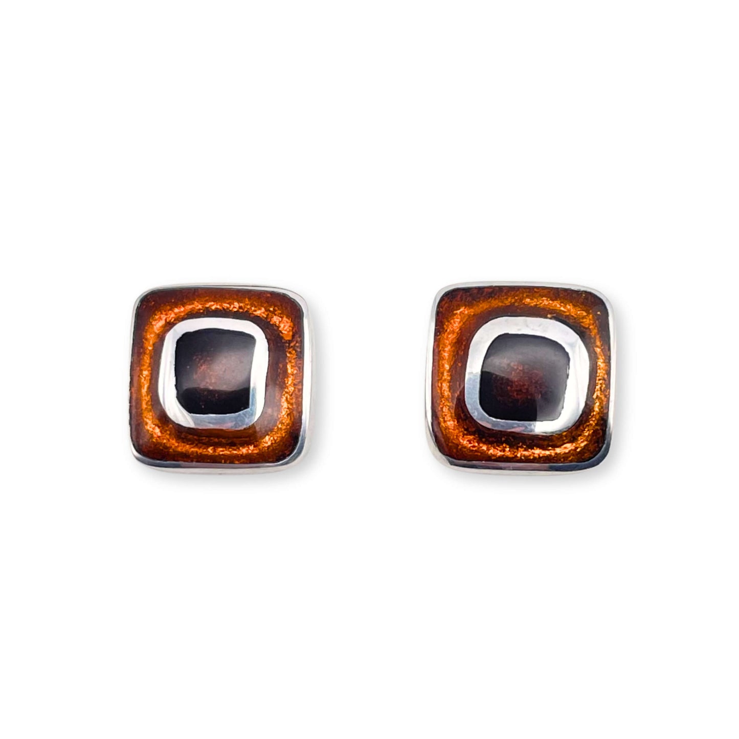 Pumpkin Retro Square Medium Stud Earrings