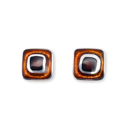Pumpkin Retro Square Medium Stud Earrings