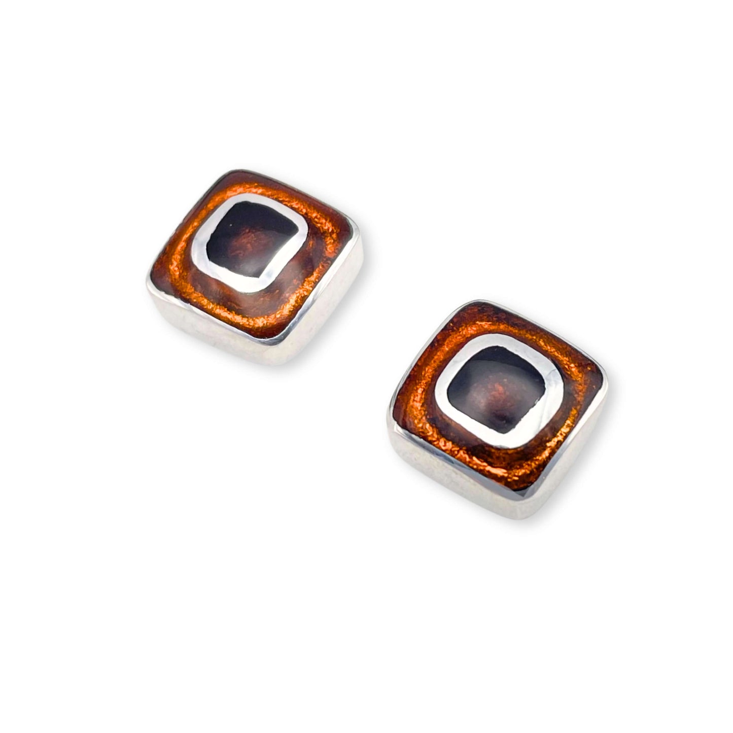 Pumpkin Retro Square Medium Stud Earrings
