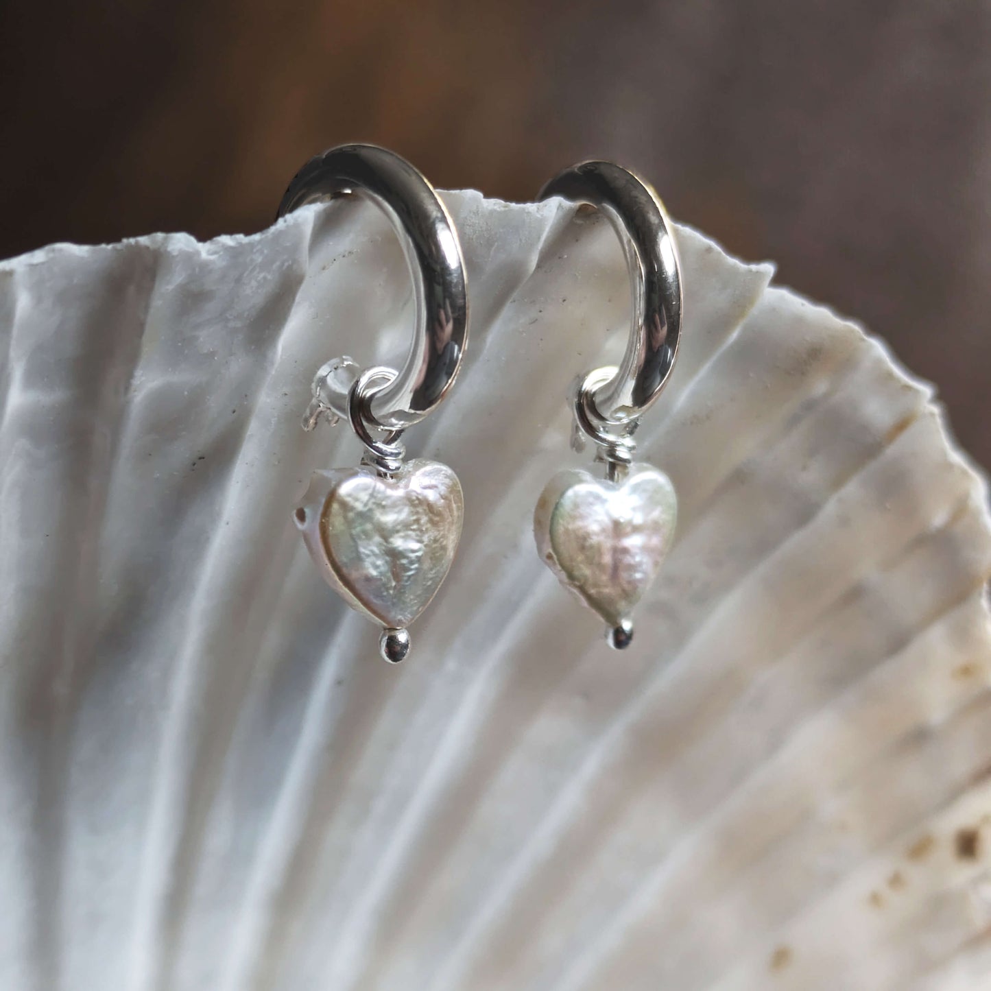 Heart Shaped Freshwater Pearls On Sterling Silver Hoops | The Jewellery Stop