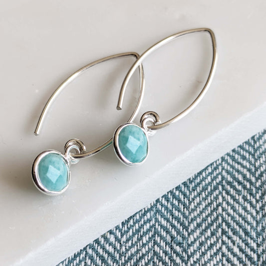 Amazonite Sterling Silver Drop Hook Earrings