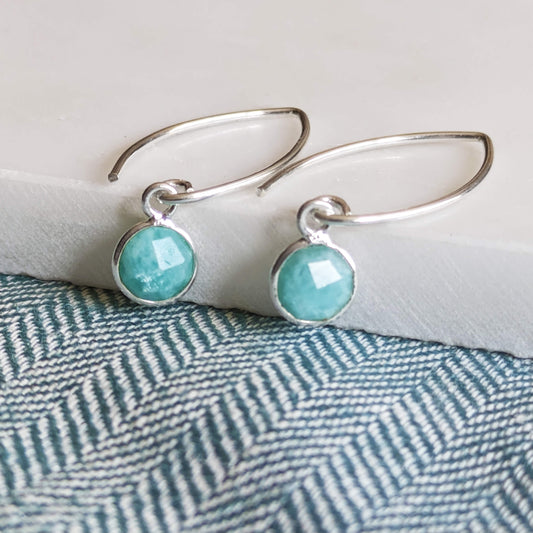 Amazonite Sterling Silver Drop Hook Earrings