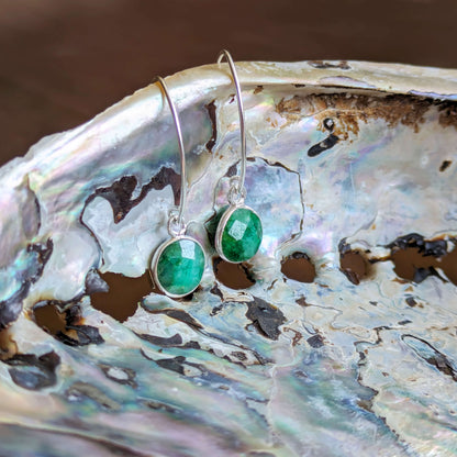 Emerald Sterling Silver Drop Hook Earrings | The Jewellery Stop