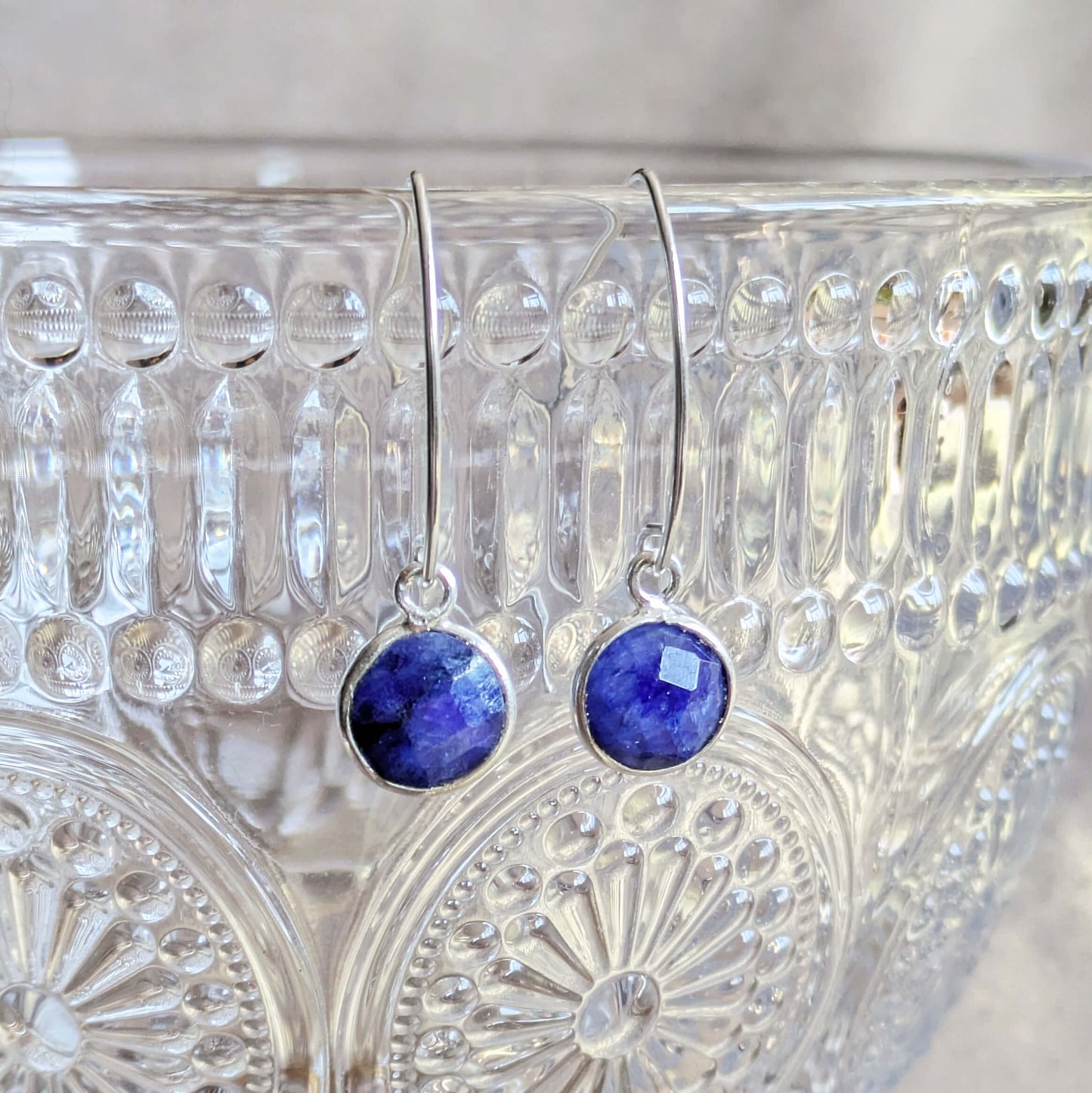 Sapphire Sterling Silver Drop Hook Earrings | The Jewellery Stop