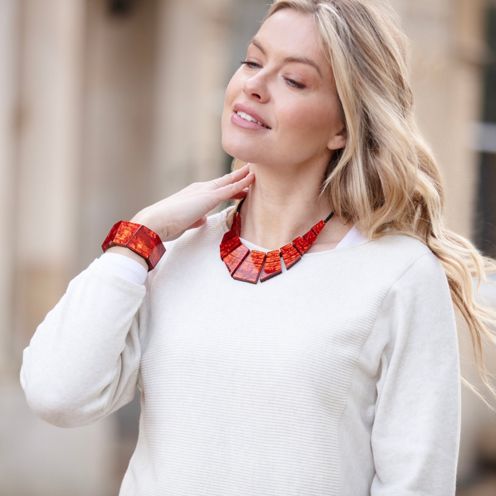 Orange Aztec Pharaoh Necklace | The Jewellery Stop