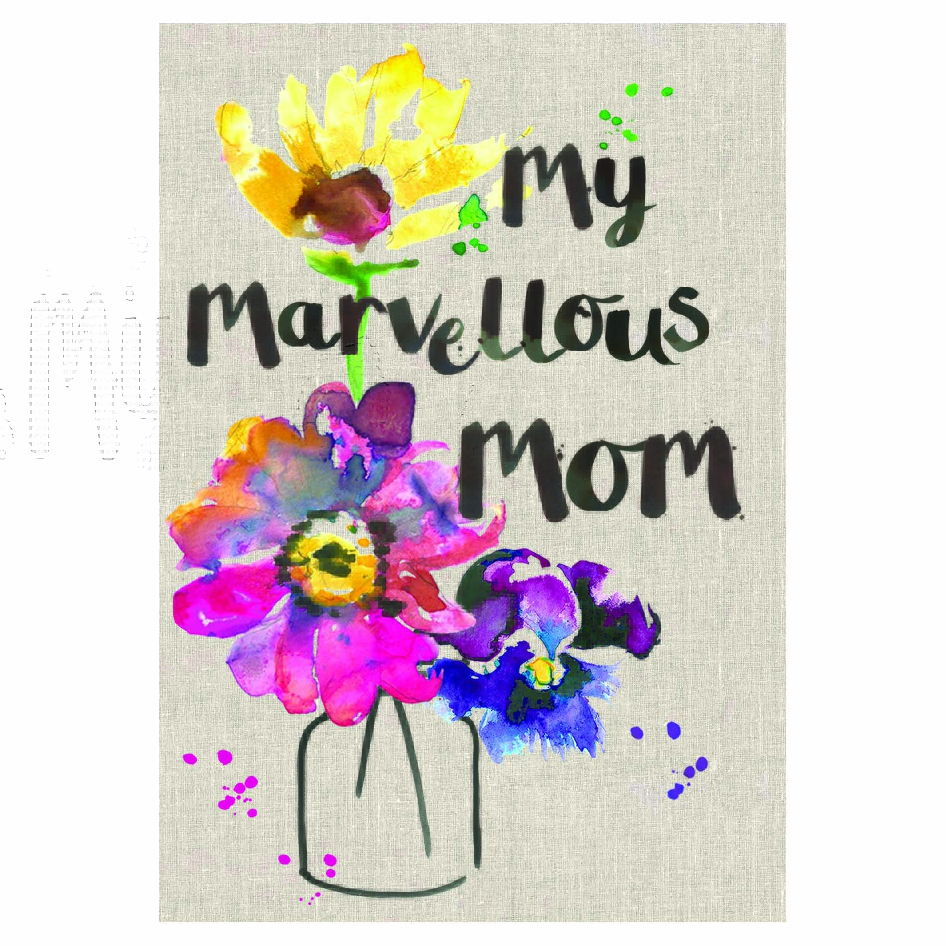 Marvellous Mum Splashy Ink Florals Greeting Card
