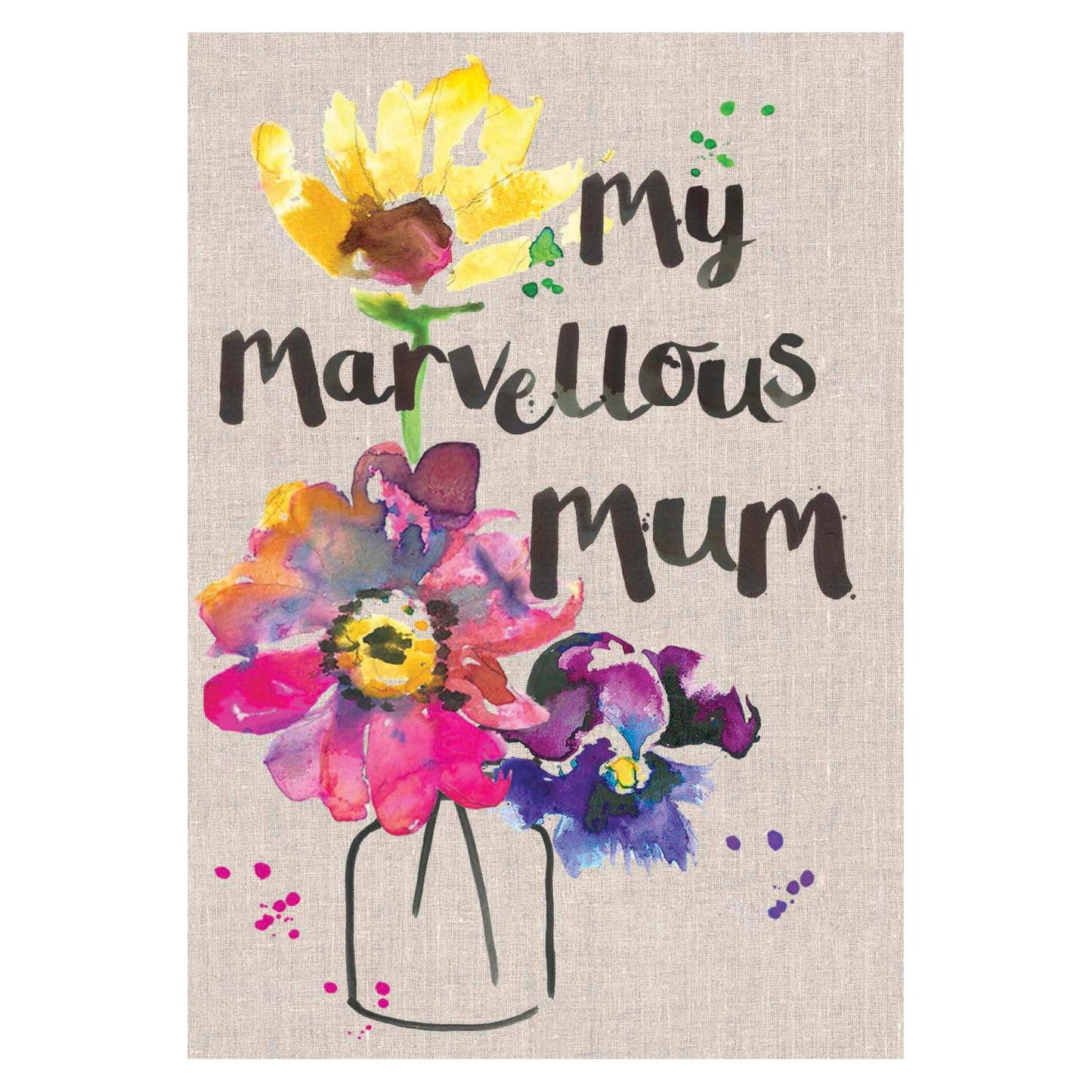 Marvellous Mum Splashy Ink Floral Greeting Card