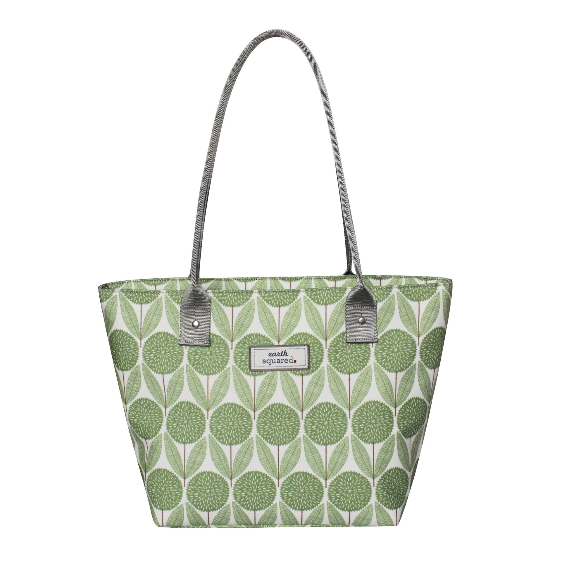 Green Flower Oil Cloth Tote Bag