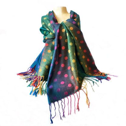Green Polka Dot Rainbow Pashmina