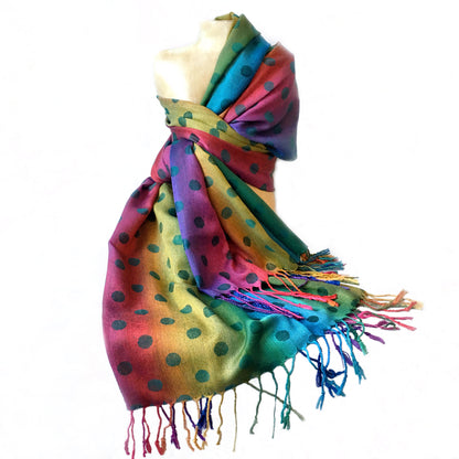 Green Polka Dot Rainbow Pashmina