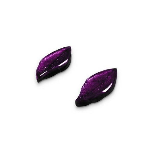 Purple Skeletal Leaf Shiny Stud Earrings | The Jewellery Stop