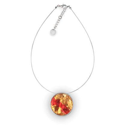 Orange Stained Glass Shiny Round Pendant | The Jewellery Stop