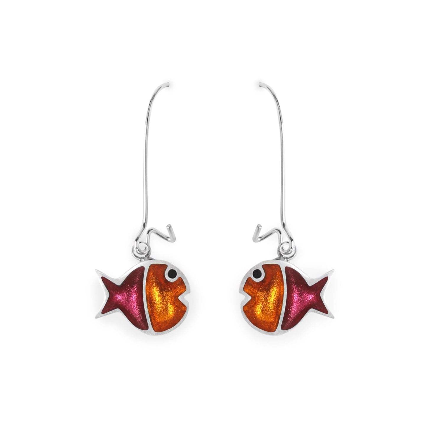 St Tropez Bubble Fish Stripe Shiny Long Hook Earrings | The Jewellery Stop