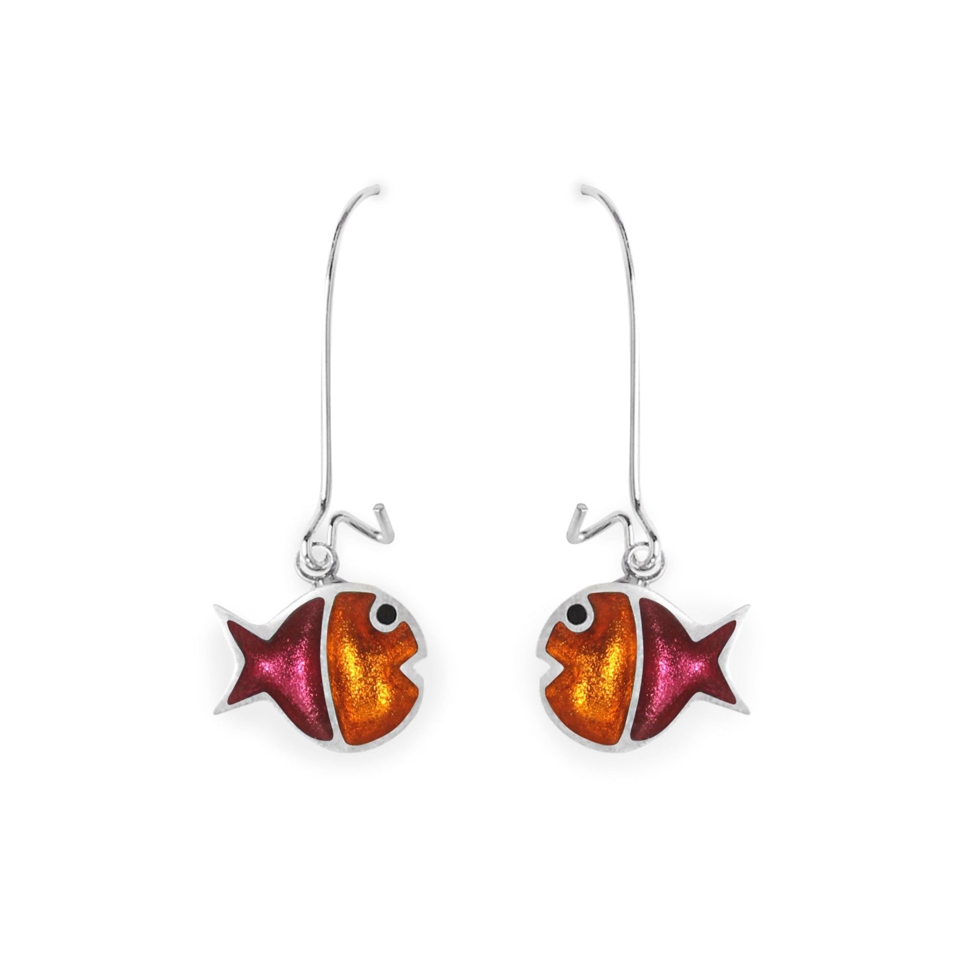 St Tropez Bubble Fish Stripe Shiny Long Hook Earrings | The Jewellery Stop